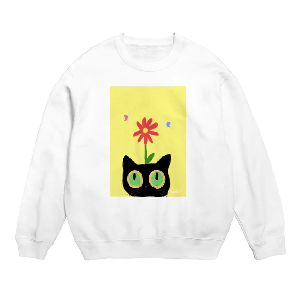 Kaolillyのお店のKaolilly のハナネコと蝶 Crew Neck Sweatshirt