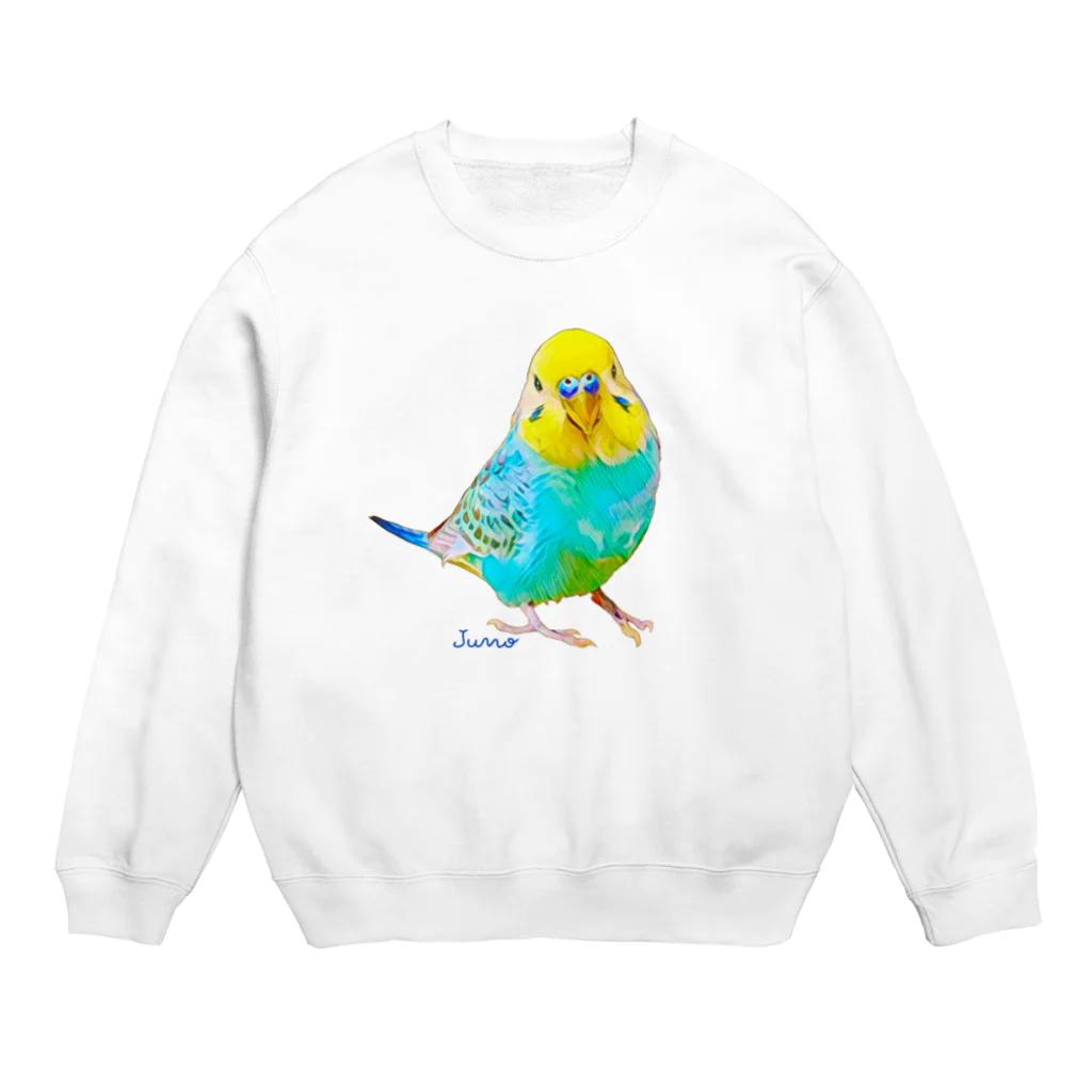 ジュノの秘密のアトリエのセキセイインコ／Juno Crew Neck Sweatshirt