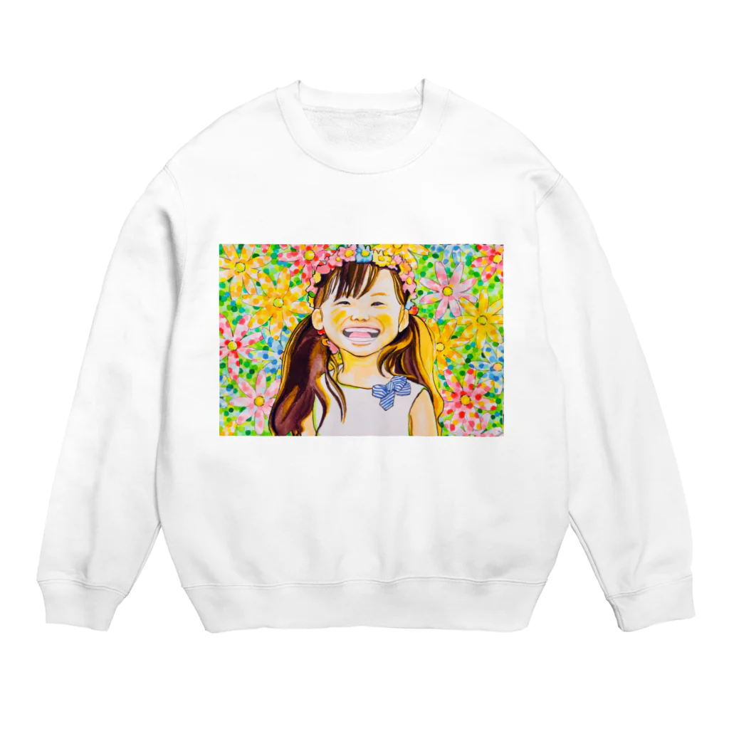 絵描きのゆりんぐ shopの花の店のすずきすずちゃん Crew Neck Sweatshirt