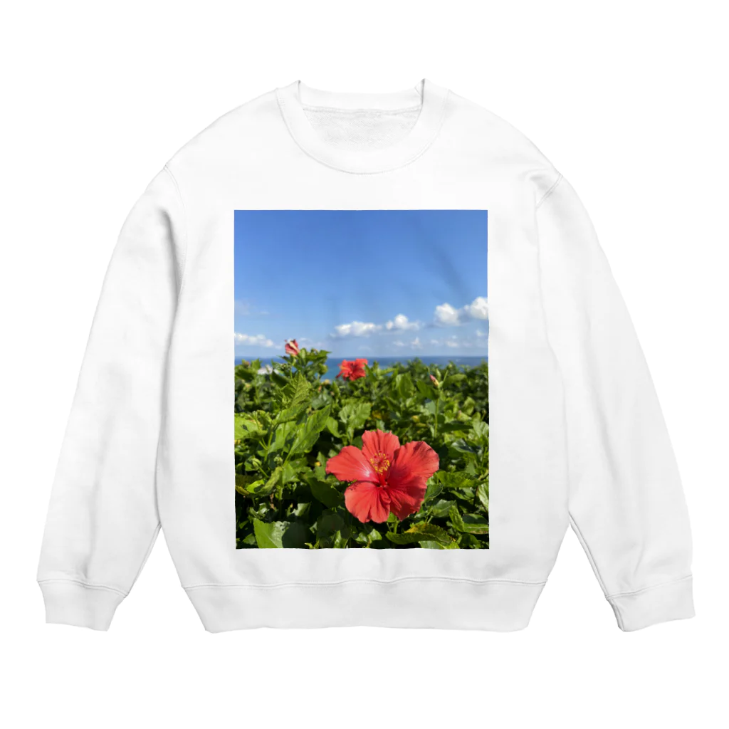 Ripples沖縄レジンアートの沖縄の海とハイビスカス Crew Neck Sweatshirt