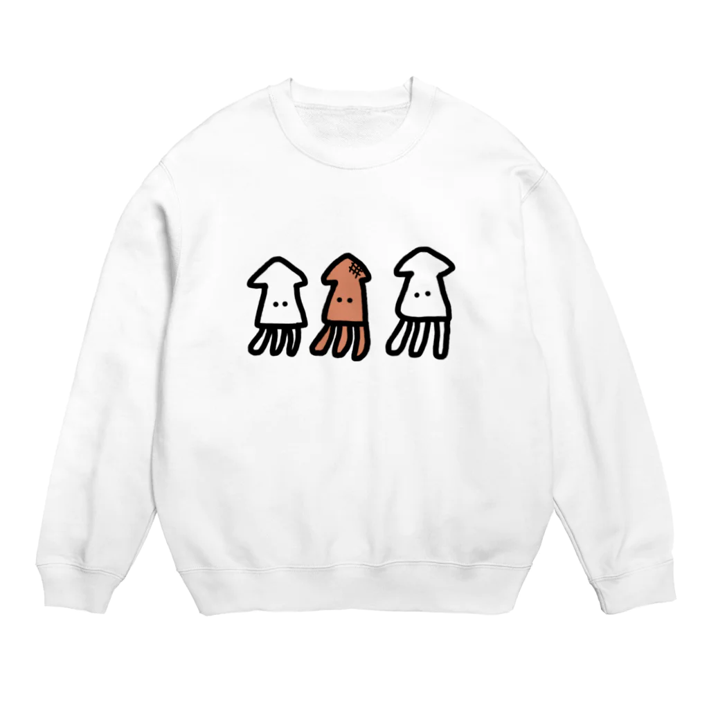 なでしこ@デザインのいか焼きイカいか Crew Neck Sweatshirt