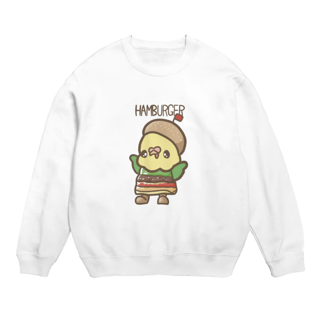 すぅまる☻のハンバーガーインコちゃん🍔🦜 Crew Neck Sweatshirt