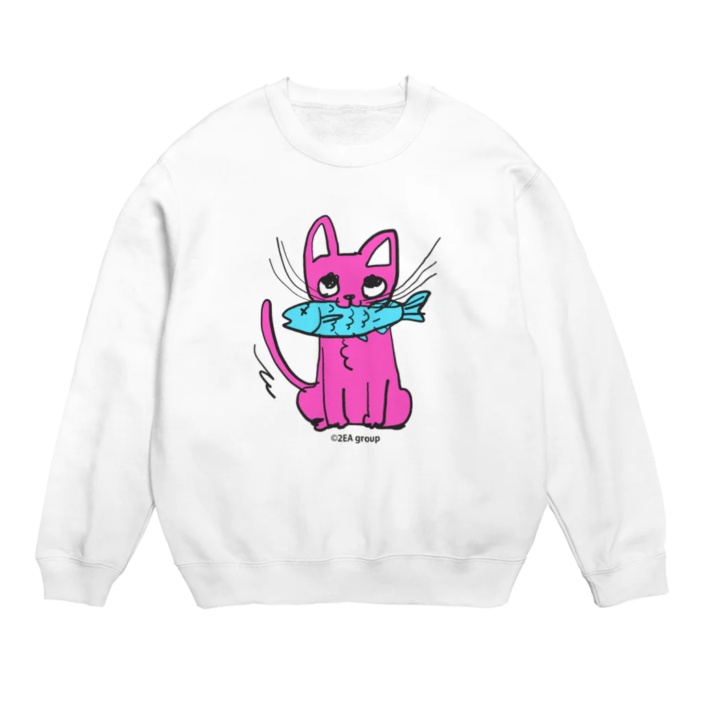 Official GOODS Shopのお魚くわえたピンクニャーンコ Crew Neck Sweatshirt