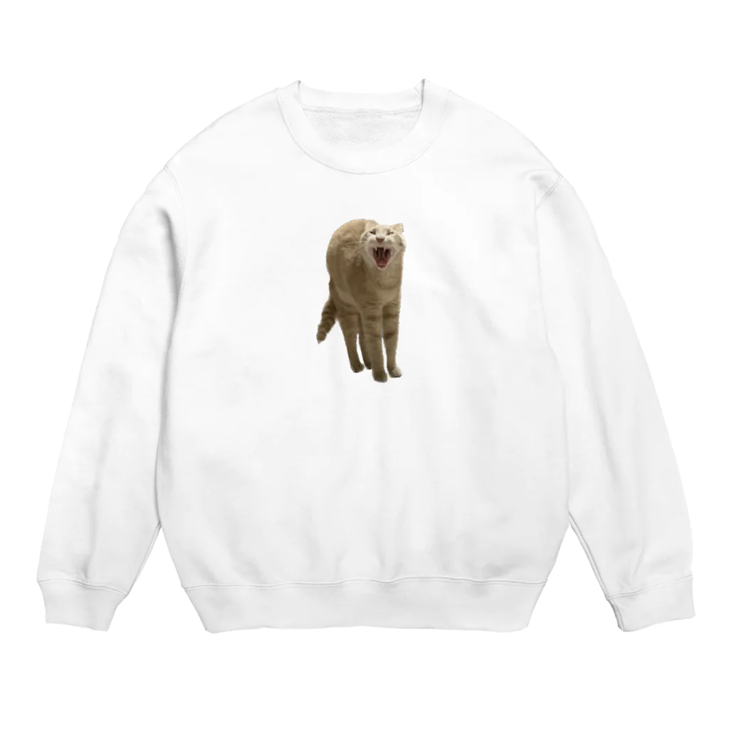 茶トラねこずのあくび猫のシロ Crew Neck Sweatshirt