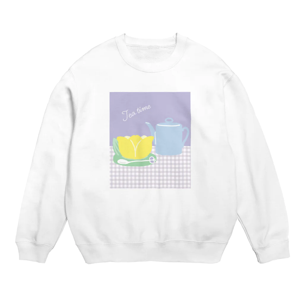 日々花々のチューリップ×ティーカップ Crew Neck Sweatshirt