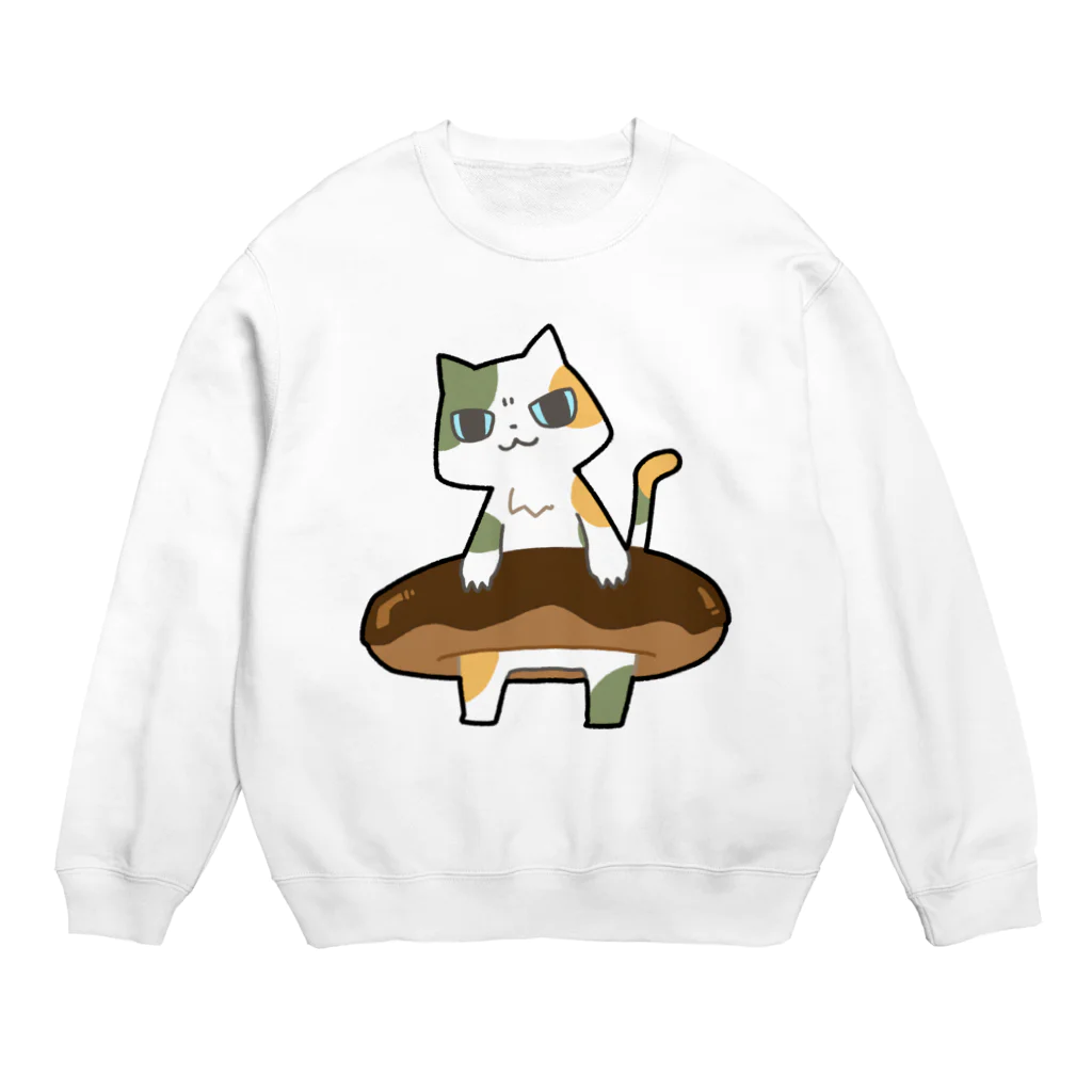 うさやのドーナツをゲットしてご満悦の猫 Crew Neck Sweatshirt