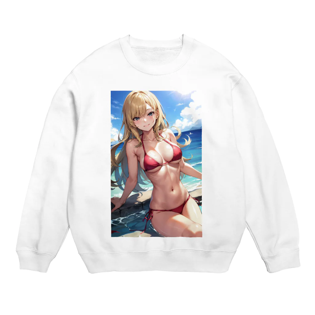 天乃鯱の金髪ギャルのビキニ Crew Neck Sweatshirt