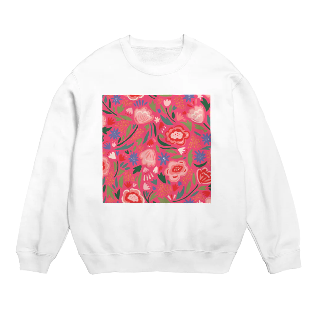 Katie（カチエ）のエキゾチックな花柄（ピンク） Crew Neck Sweatshirt