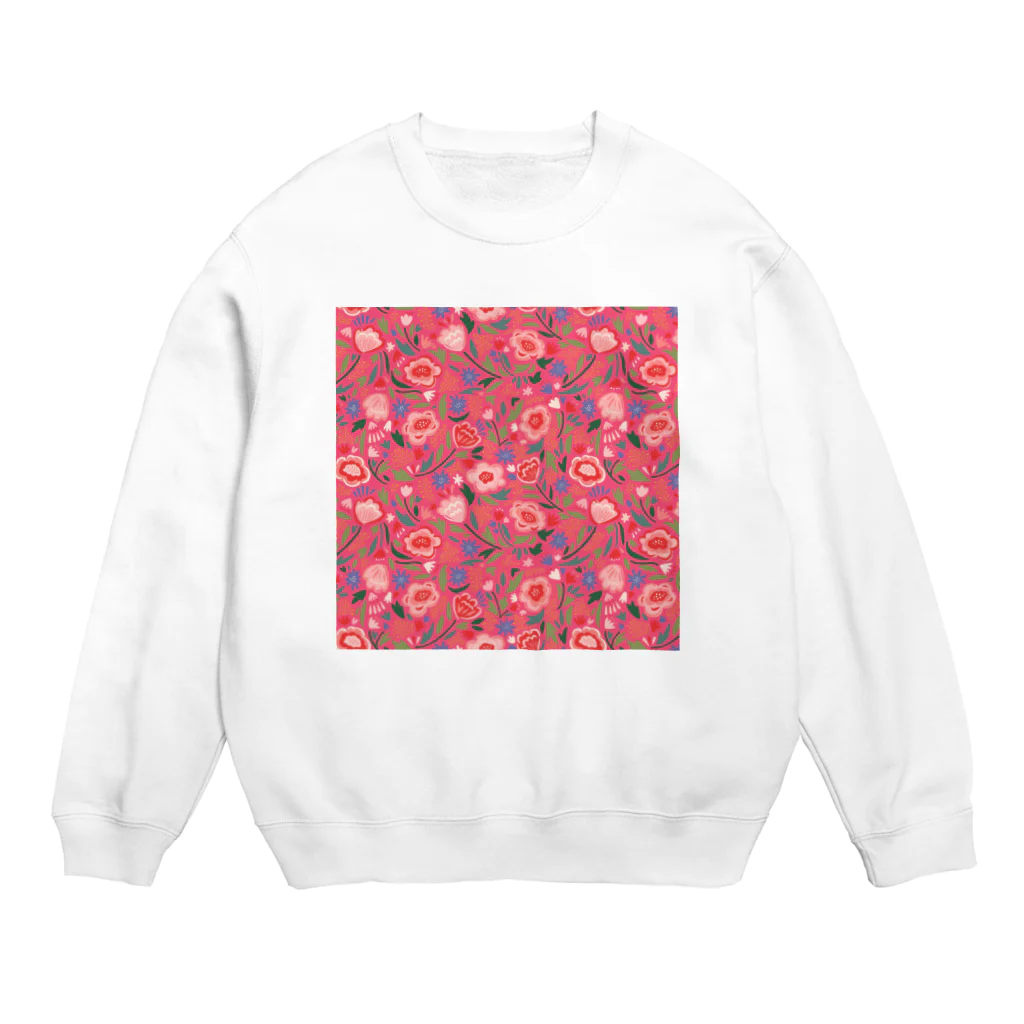 Katie（カチエ）のエキゾチックな花柄（ピンク／小） Crew Neck Sweatshirt