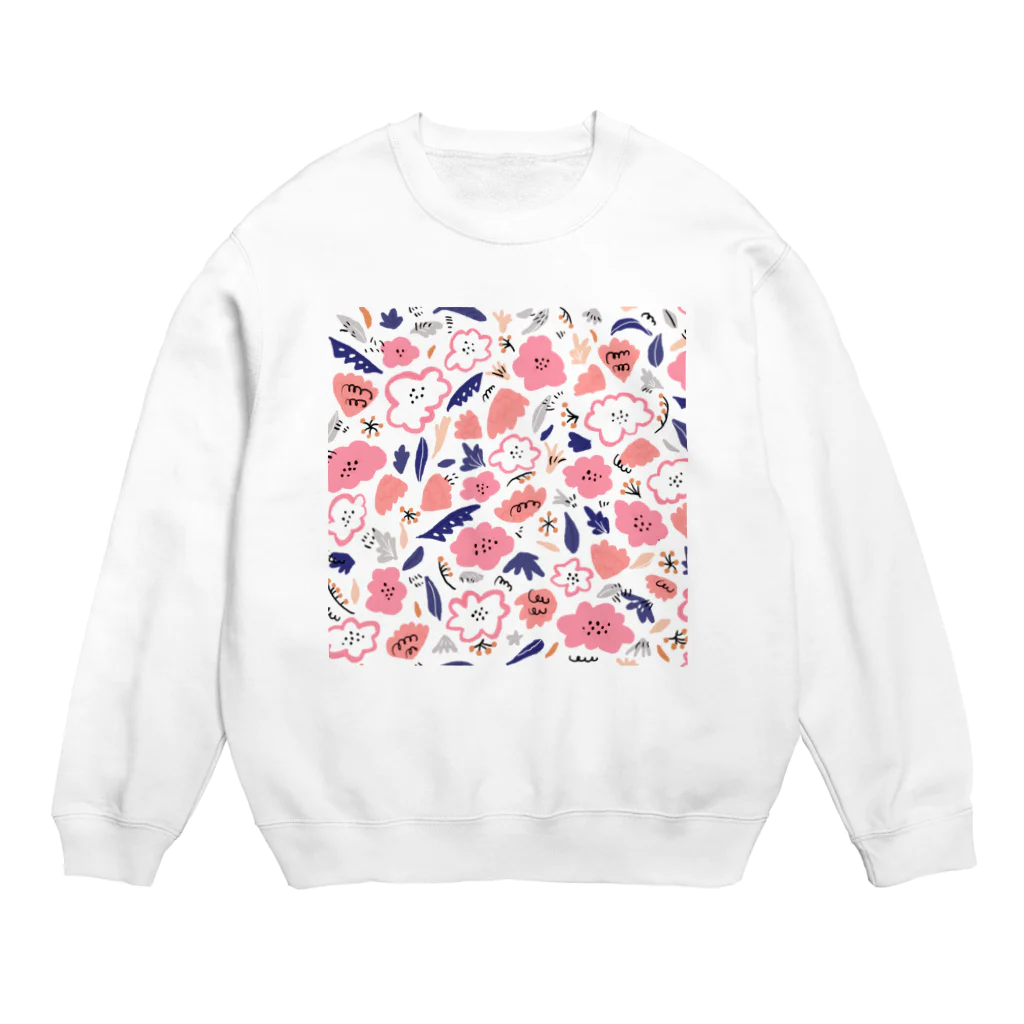 Katie（カチエ）の抽象的な手描きの花柄 Crew Neck Sweatshirt