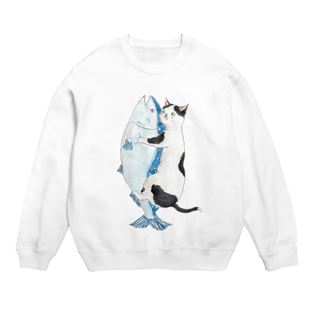 トコロコムギの秋鮭にゃんこ Crew Neck Sweatshirt