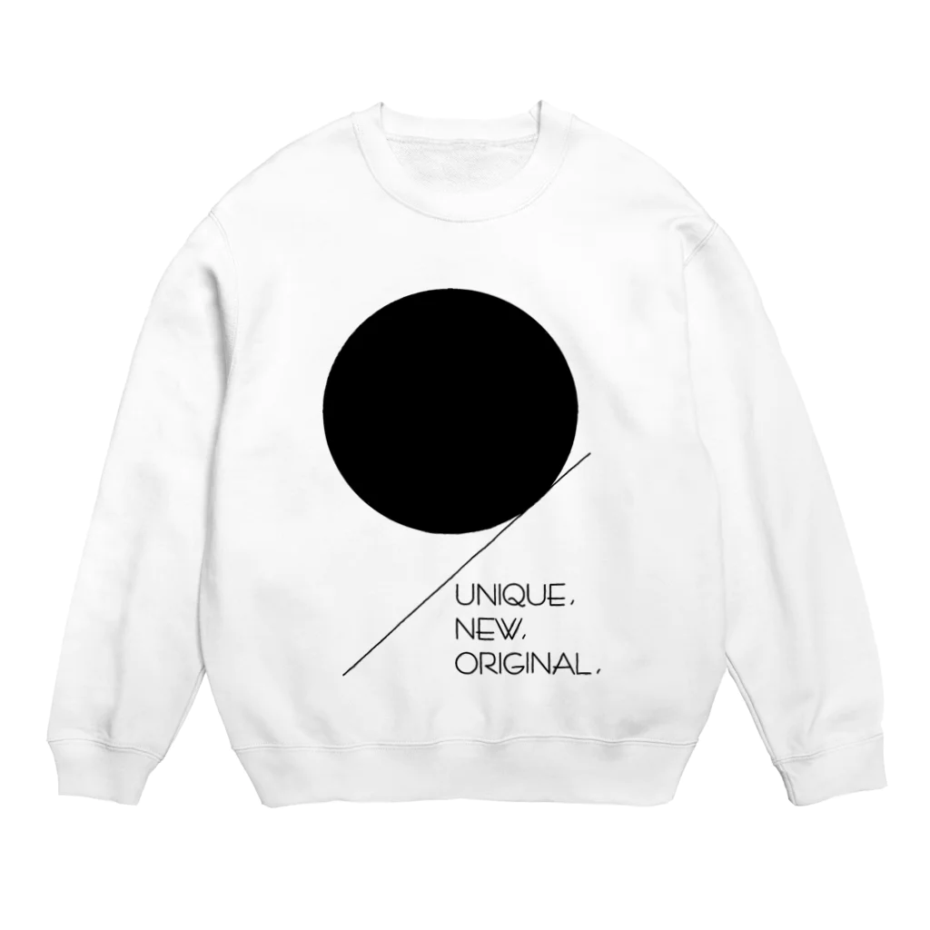 Q2 designの『UNIQUE,NEW,ORIGINAL,』ブランドロゴ Crew Neck Sweatshirt