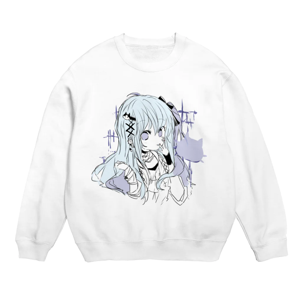 blossomの淡色青紫系女の子 Crew Neck Sweatshirt