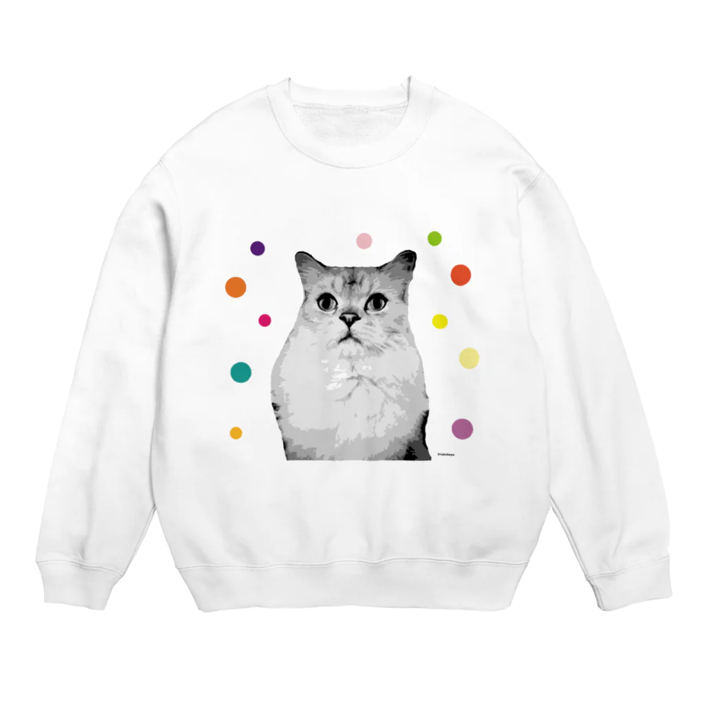 暇人アフロの猫のひなた。 Crew Neck Sweatshirt