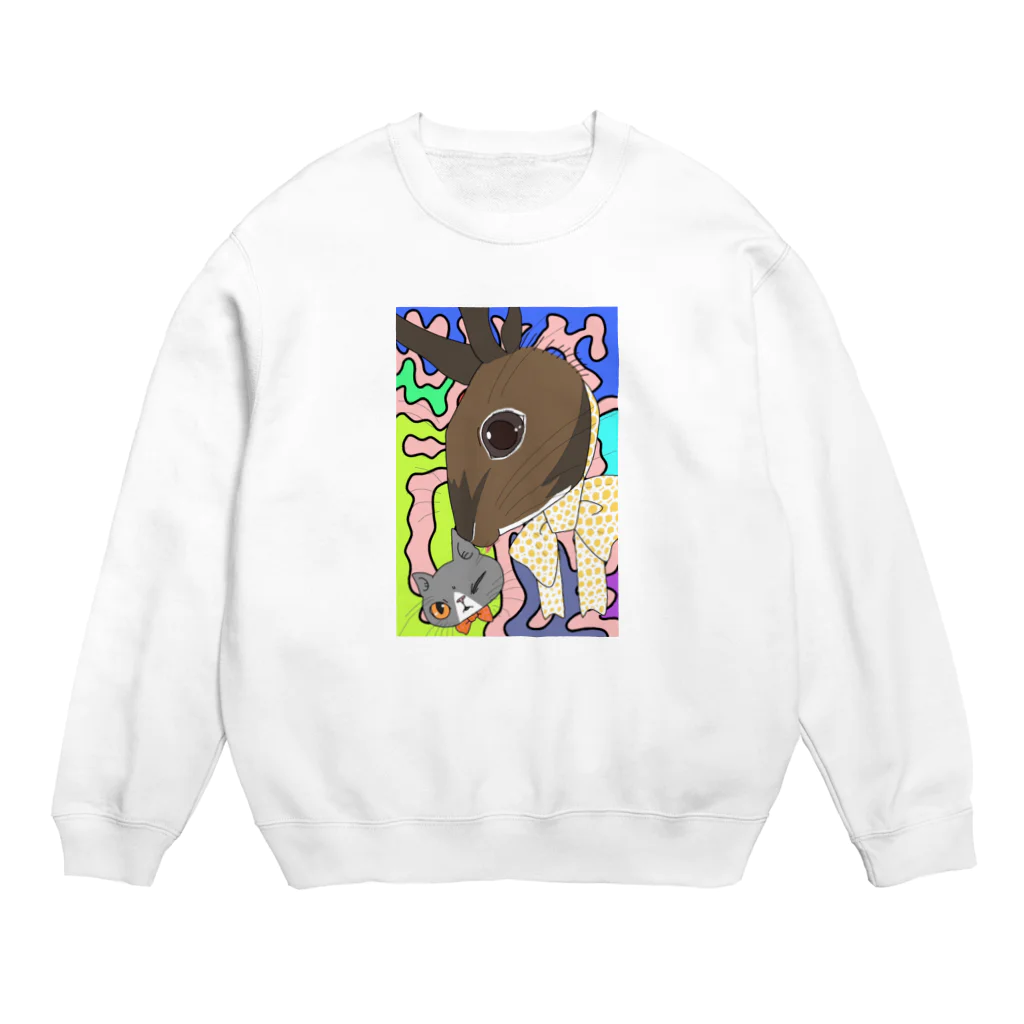 パッパララパンSHOPのウサギとネコ Crew Neck Sweatshirt