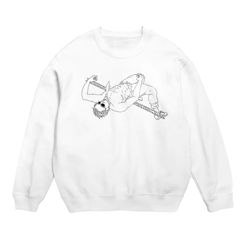 はつきつねの人生の困難を飛び越えるマッチョおじさん Crew Neck Sweatshirt