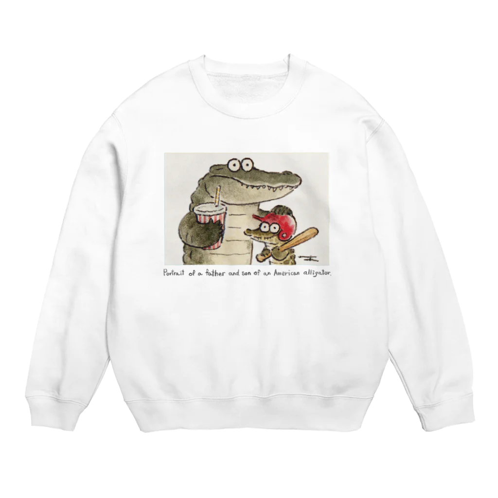 あめみやのとあるアメリカアリゲーターの親子の肖像画 Crew Neck Sweatshirt