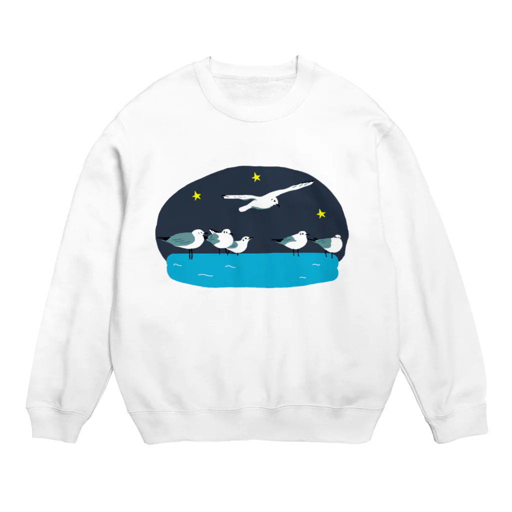 小鳥と映画館の夜のユリカモメ Crew Neck Sweatshirt