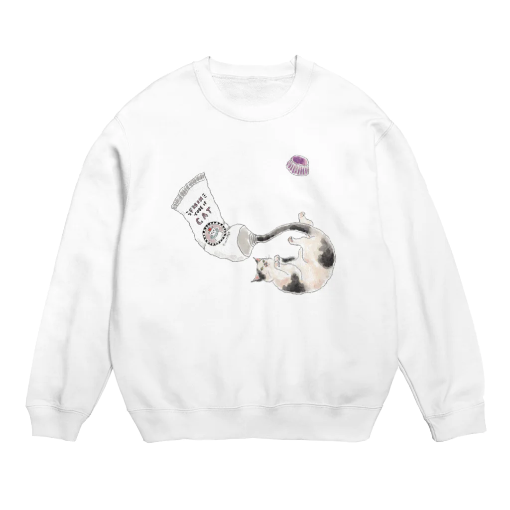 トコロコムギのにょろにょろ猫チューブ Crew Neck Sweatshirt