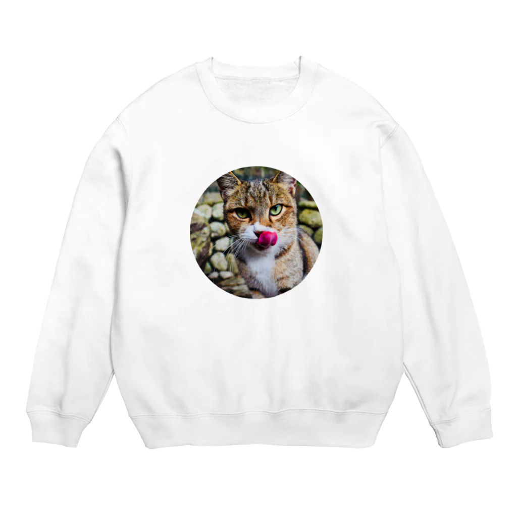 cheap sheep.の舌なめずりねこ(まる) Crew Neck Sweatshirt