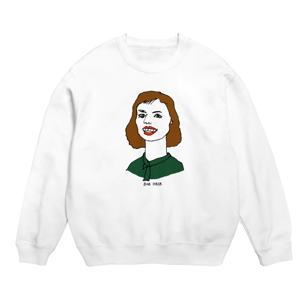 ヘタッピのボブの女性 Crew Neck Sweatshirt