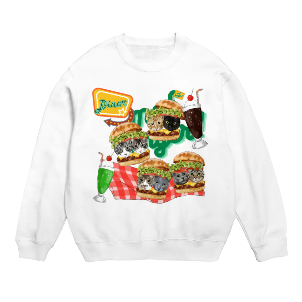 みきぞーん｜保護猫 ミッキー画伯と肉球とおともだちのmuchaguraainima hamburger Crew Neck Sweatshirt