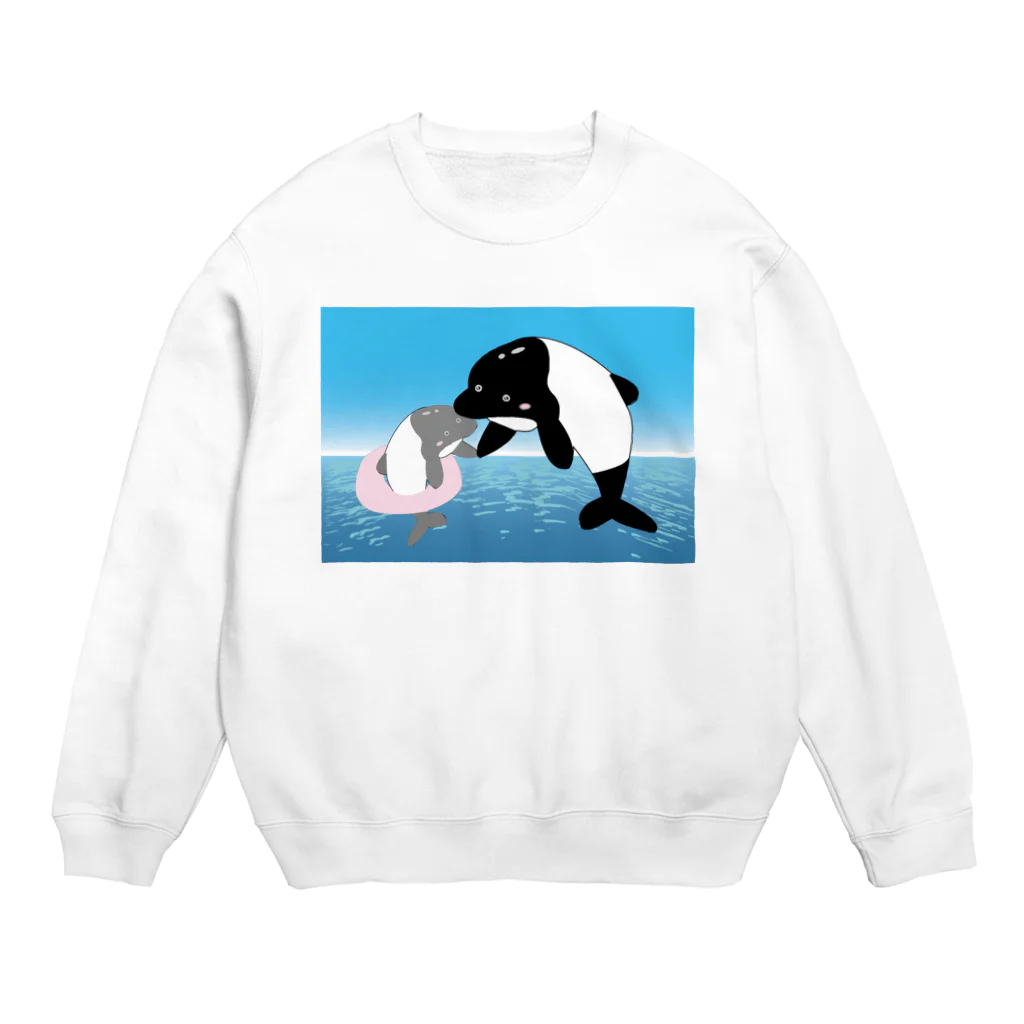 Drecome_Designの【手を取って・・・】海豚(イルカ)親子 Crew Neck Sweatshirt