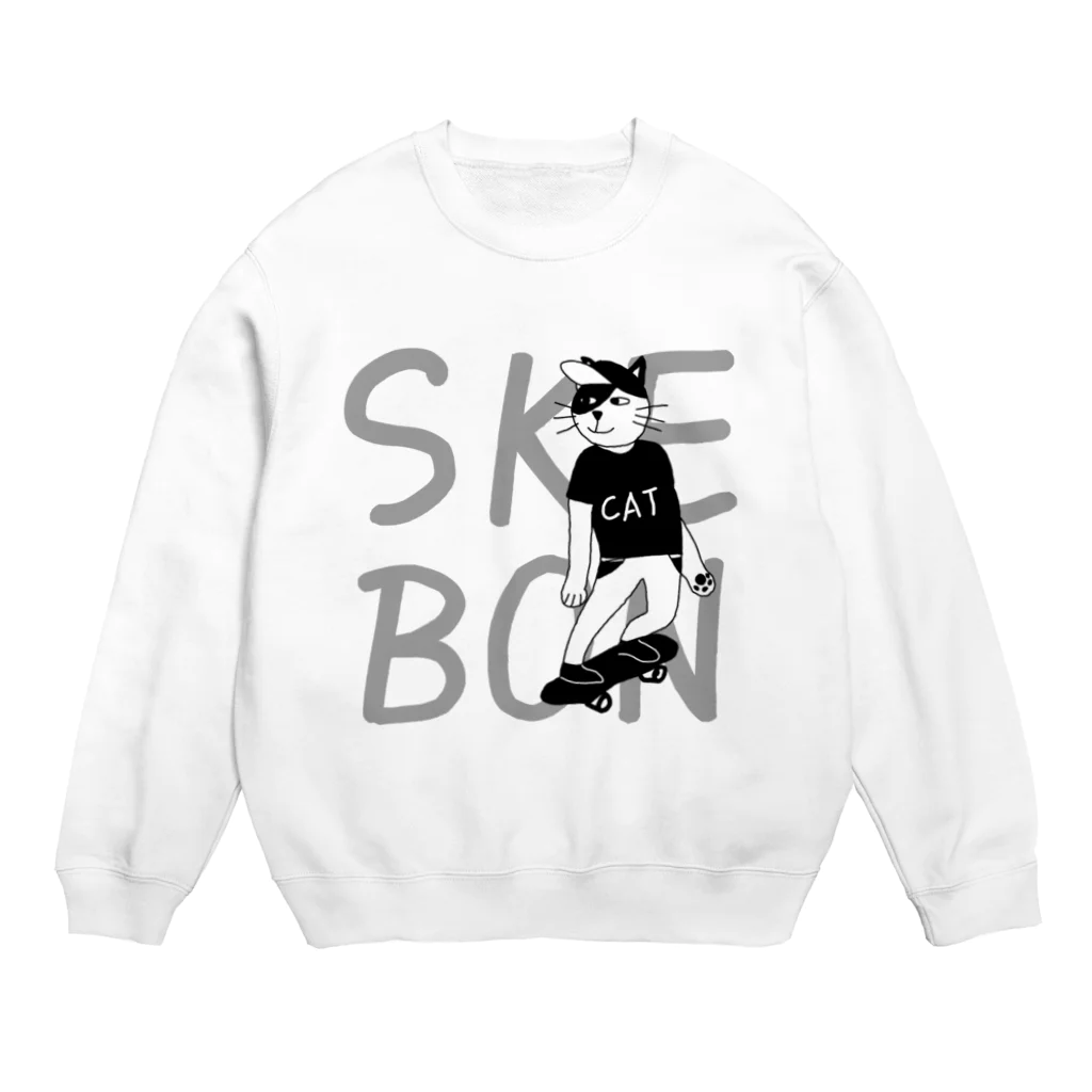 【KOTCH】 Tシャツショップのスケボーキャット Crew Neck Sweatshirt