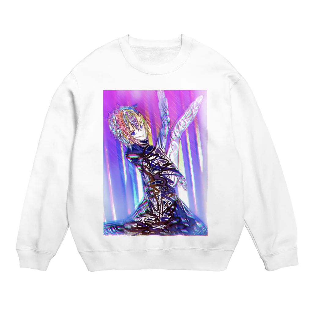 銀海りきる🦎🎨のステンドグラス風男の子（銀） Crew Neck Sweatshirt