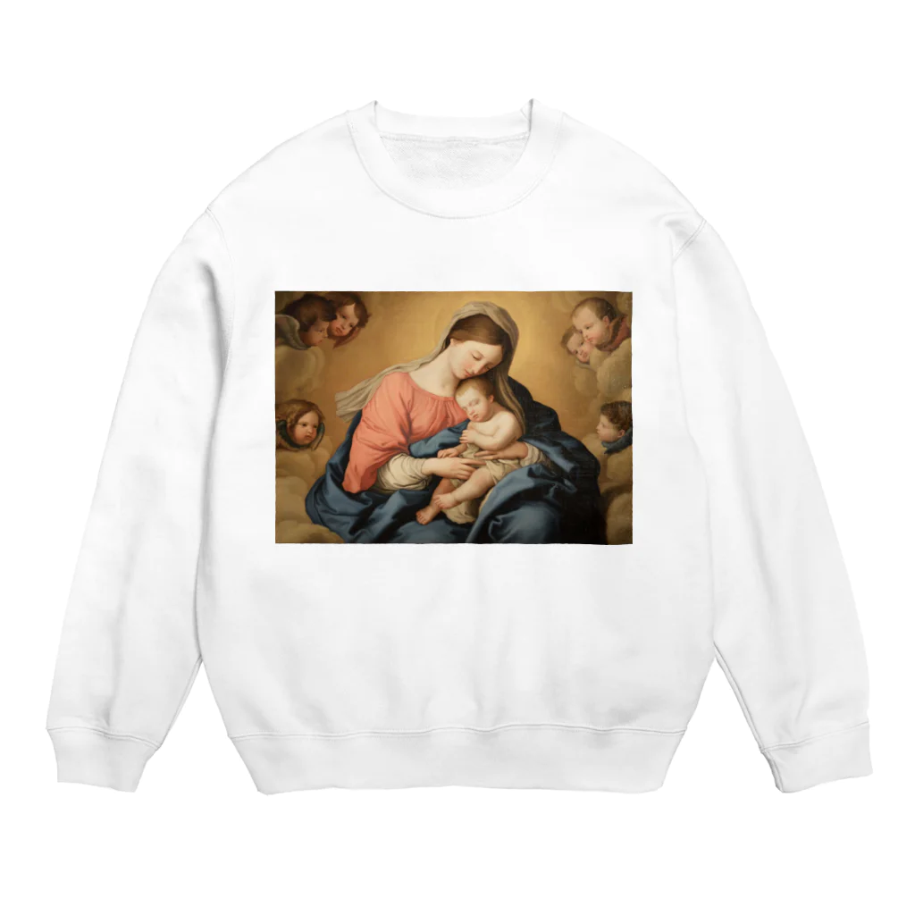 世界美術商店のマドンナと子供と天使たち / Madonna with Child and Angels Crew Neck Sweatshirt