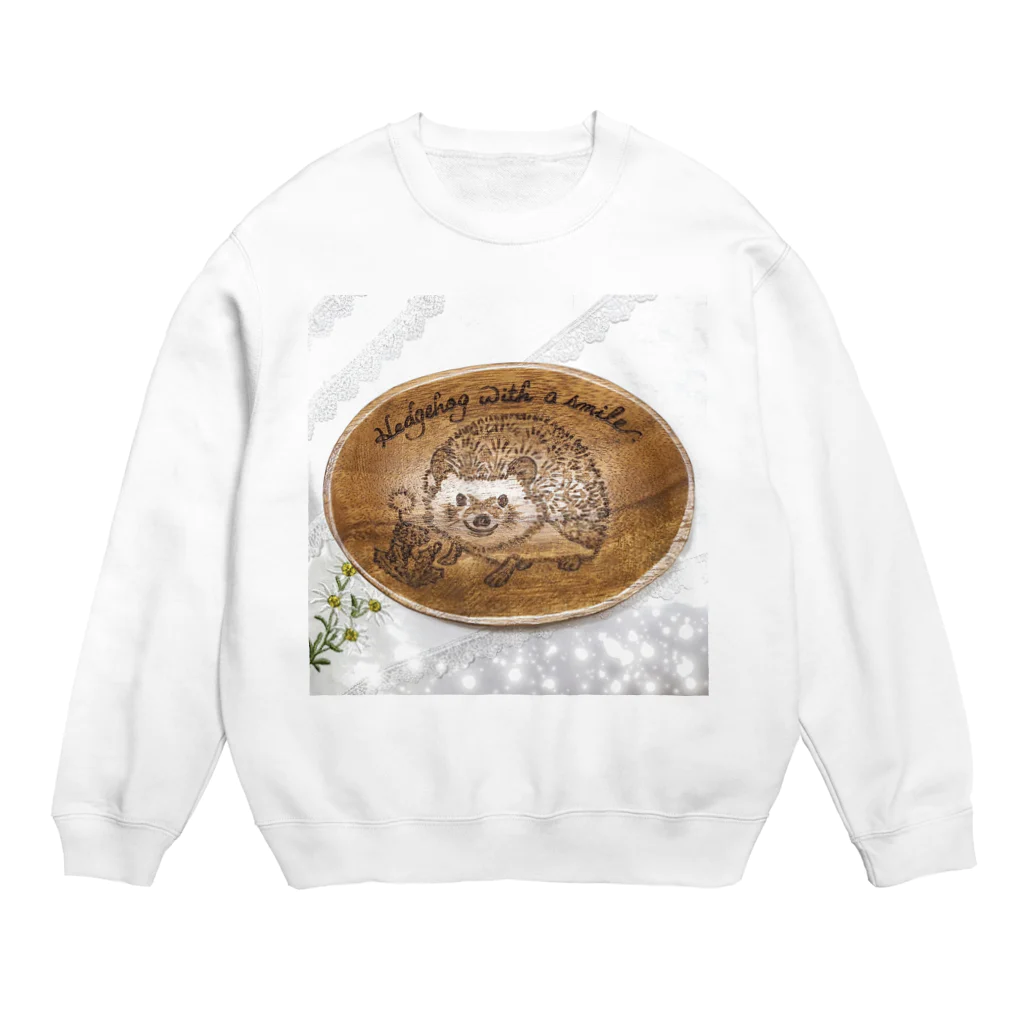 YURITAROORIGINLの笑うハリネズミとタンポポの綿毛. Crew Neck Sweatshirt