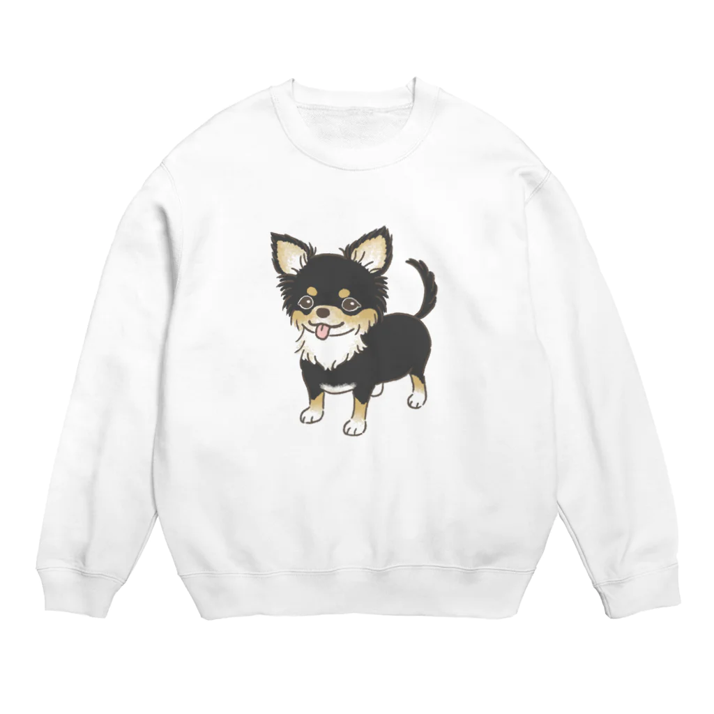 chippokeのチワワ（ロング・ブラックタン） Crew Neck Sweatshirt