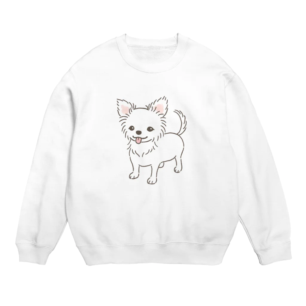 chippokeのチワワ（ロング・ホワイト） Crew Neck Sweatshirt