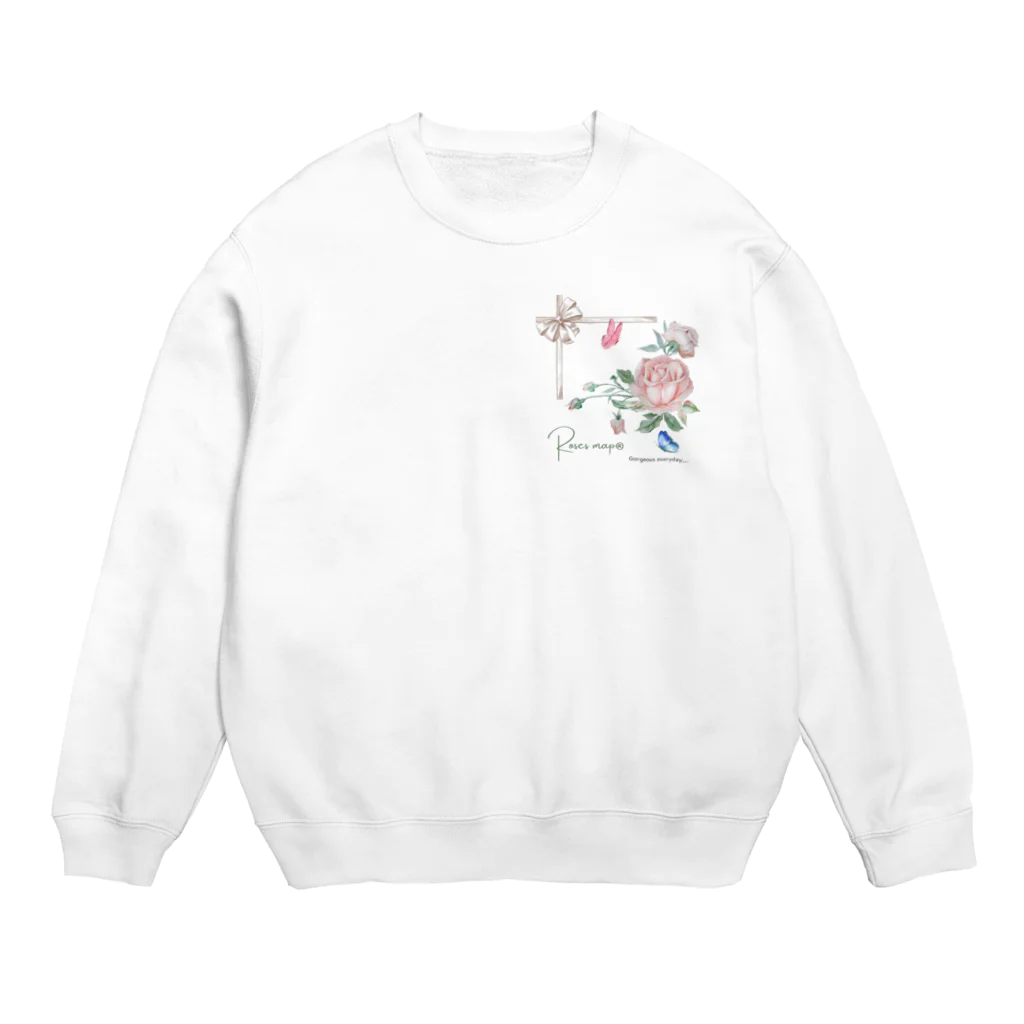 Roses_mapの薔薇のギフトと蝶 Crew Neck Sweatshirt