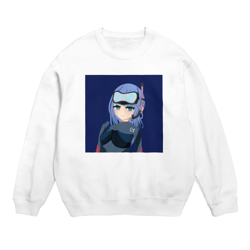 chicodeza by suzuriの潜水士 - フリーダムガール01 Crew Neck Sweatshirt