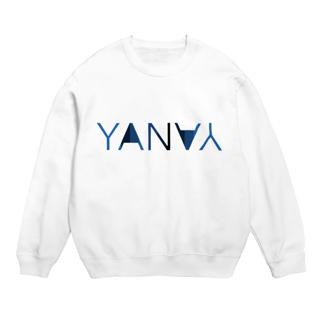 梁矢(やんや)のYANYAロゴ青系統 Crew Neck Sweatshirt