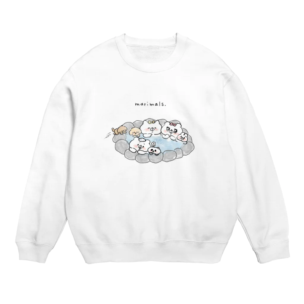 saimari＠LINEスタンプ販売中のmarimals.みんなで温泉(背景なし) Crew Neck Sweatshirt