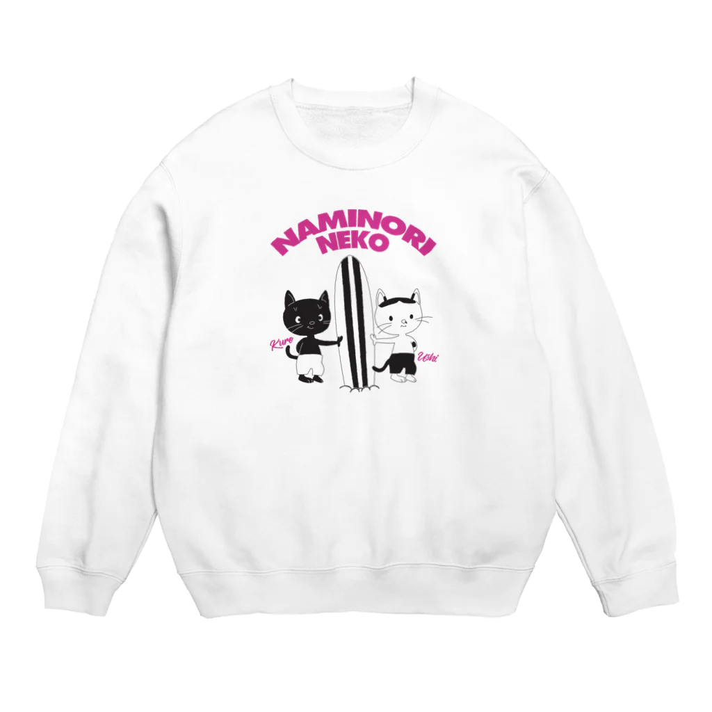 CATLESのCATLES NAMINORI NEKO 波乗り猫（ピンク文字） Crew Neck Sweatshirt