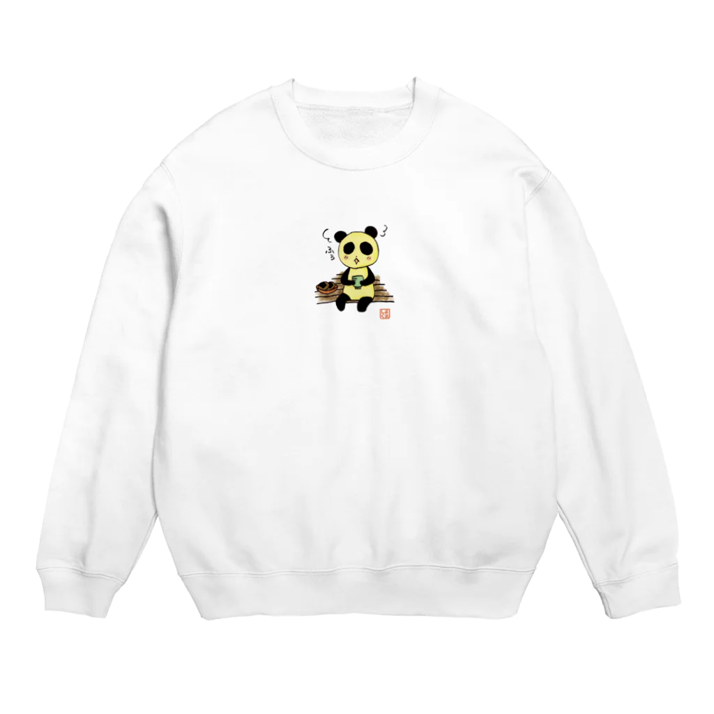 shimakuma@web作家のほかほかぱんだお茶をのんでほかほか Crew Neck Sweatshirt