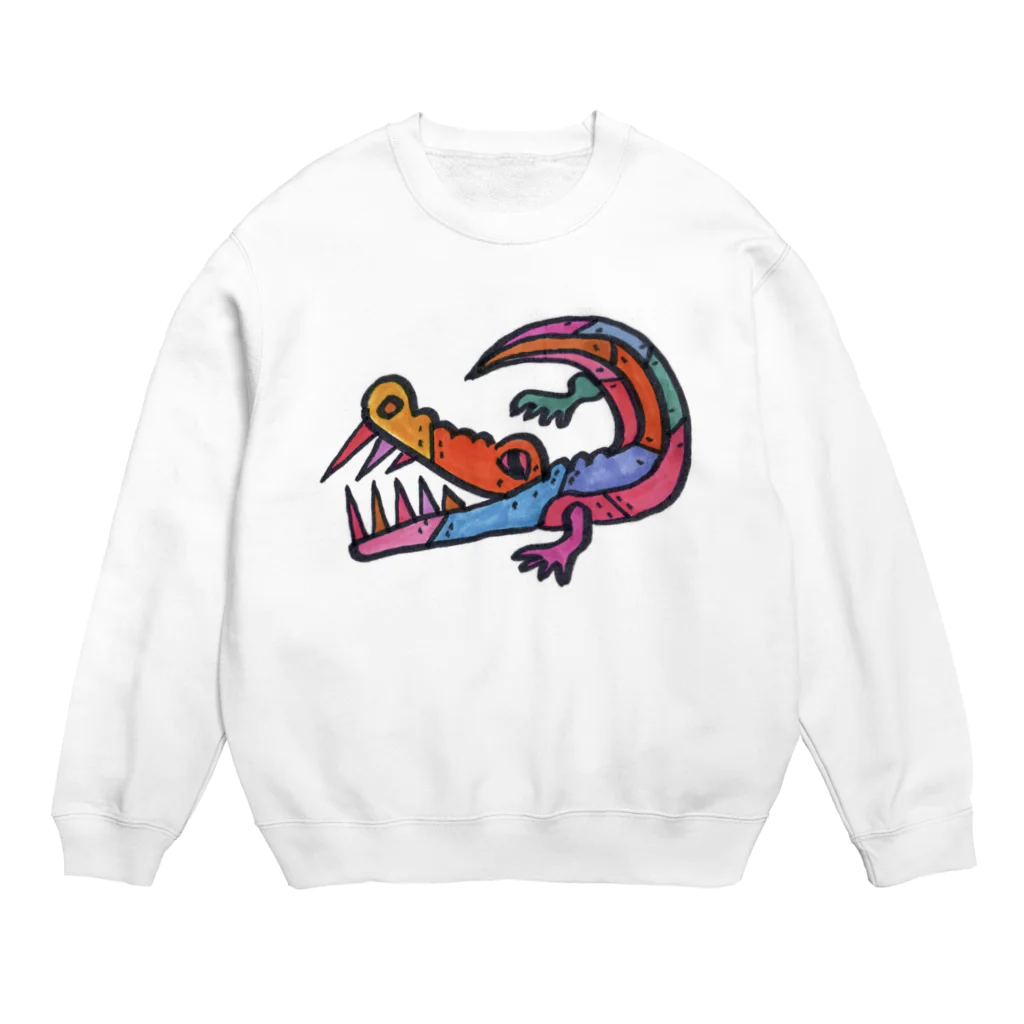 ゆるっと北欧デザイン♪Pahvi Elukat パフヴィ・エルカットのKrokotiiliくん　フィンランドのワニ Crew Neck Sweatshirt