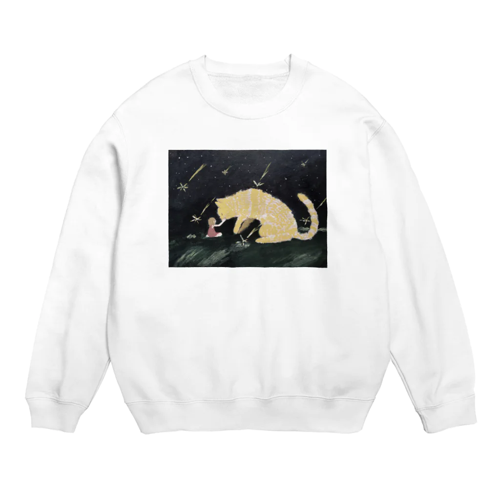 晴雨商店の星と猫と女の子 Crew Neck Sweatshirt