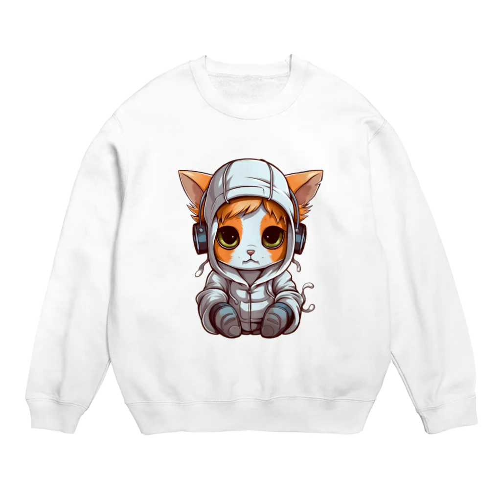 Vasetti_pressのパーカーを着ているネコちゃん Crew Neck Sweatshirt