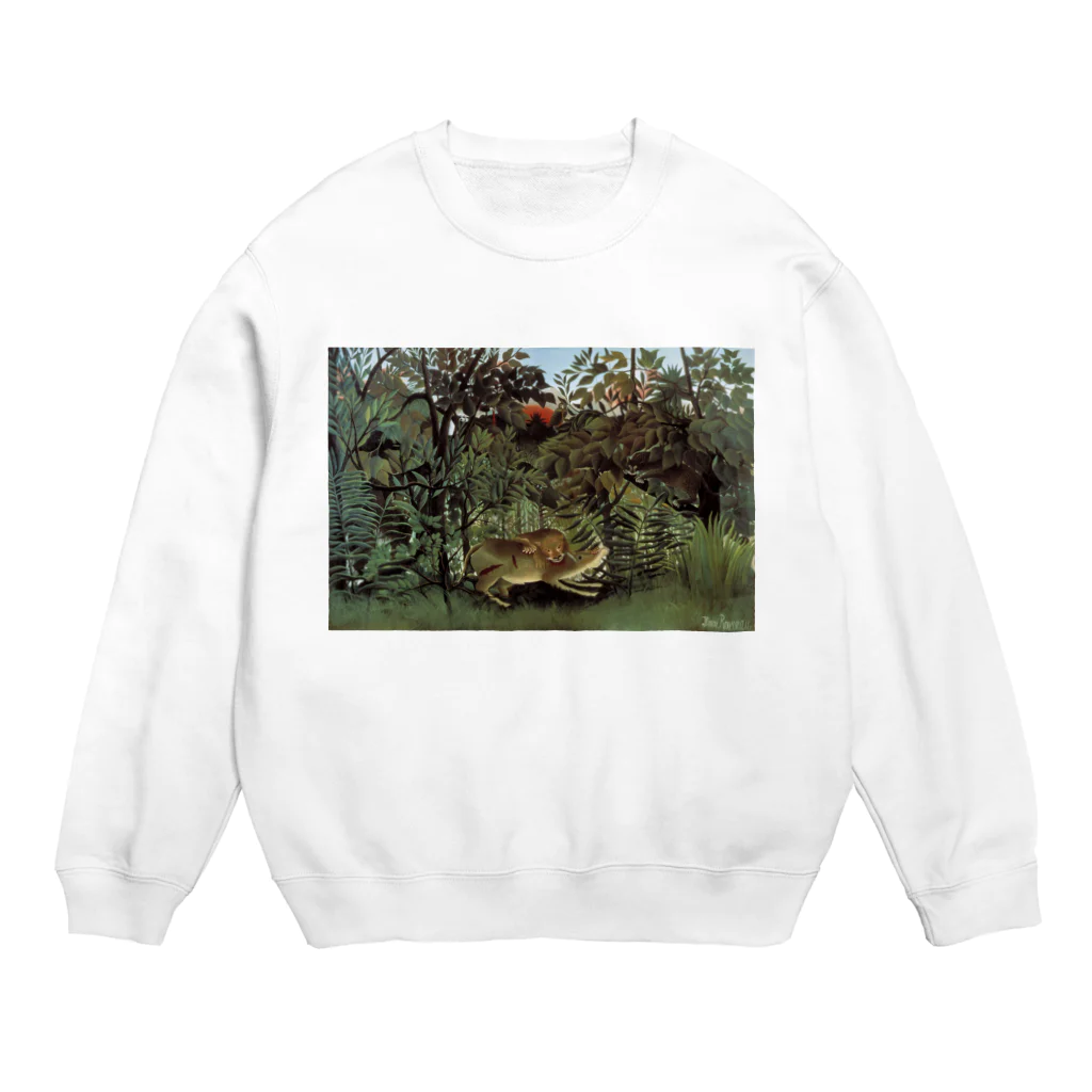 世界美術商店の飢えたライオン / The Hungry Lion Throws Itself on the Antelope Crew Neck Sweatshirt