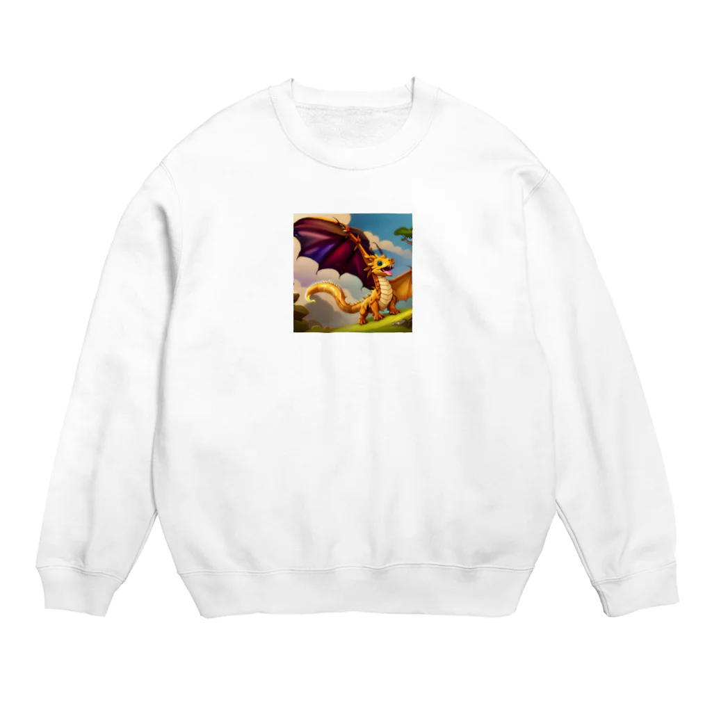 幸せアートワールドの可愛い龍のイラストグッズ Crew Neck Sweatshirt