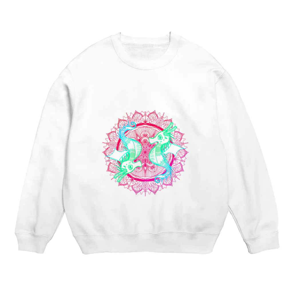 ﾈﾓﾌｨﾗのタツノオトシゴ 曼荼羅 陰陽 Crew Neck Sweatshirt