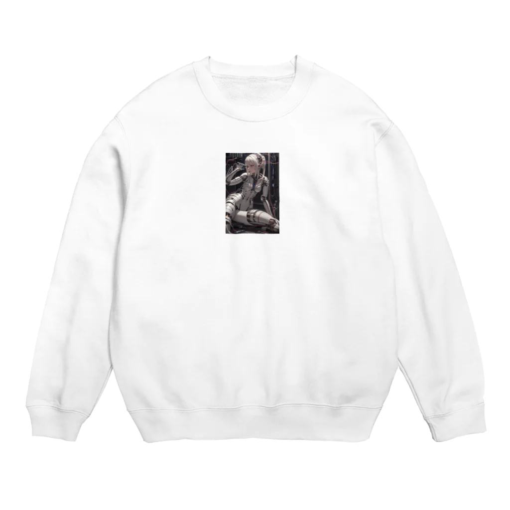 メカニカルシンセゾンビオンラインのメカニカルシンセゾンビガールのイラストのグッズ　#3 Crew Neck Sweatshirt