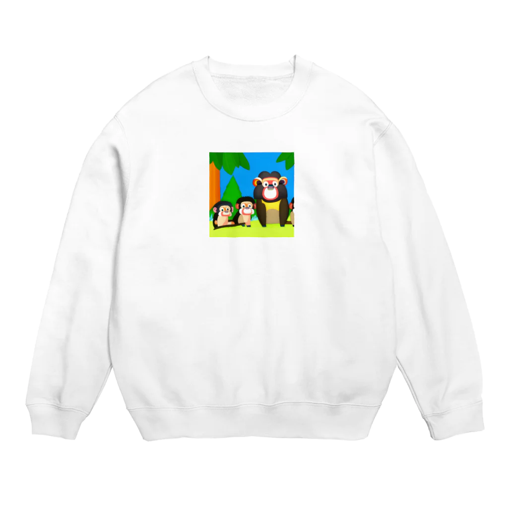 cocodonの森の中のマントヒヒ親子 Crew Neck Sweatshirt