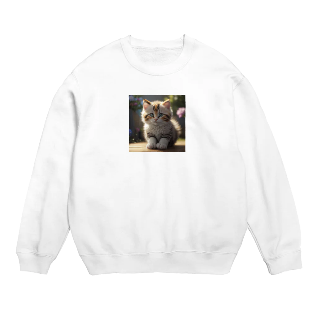 moonshine_fukurouの愛くるしい猫目線 Crew Neck Sweatshirt