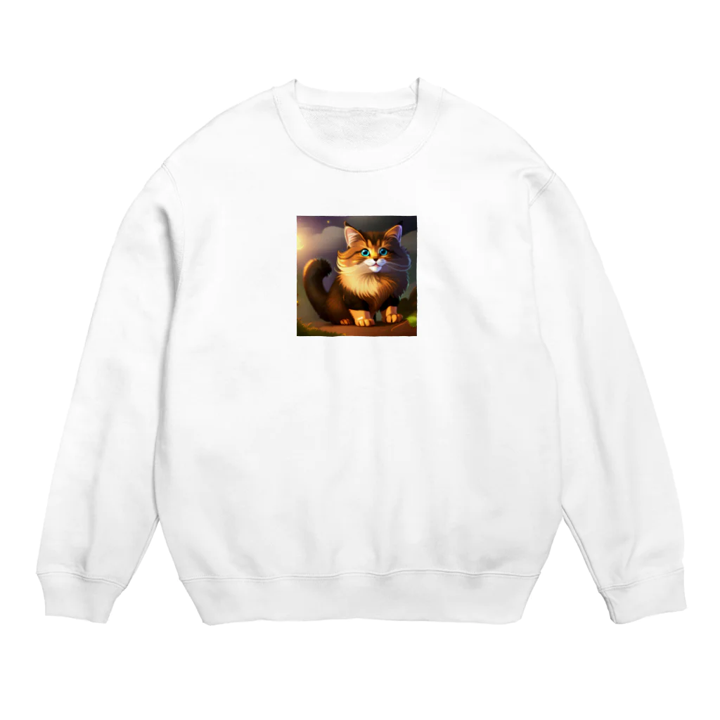 kpop大好き！のかわいい猫のイラストグッズ Crew Neck Sweatshirt