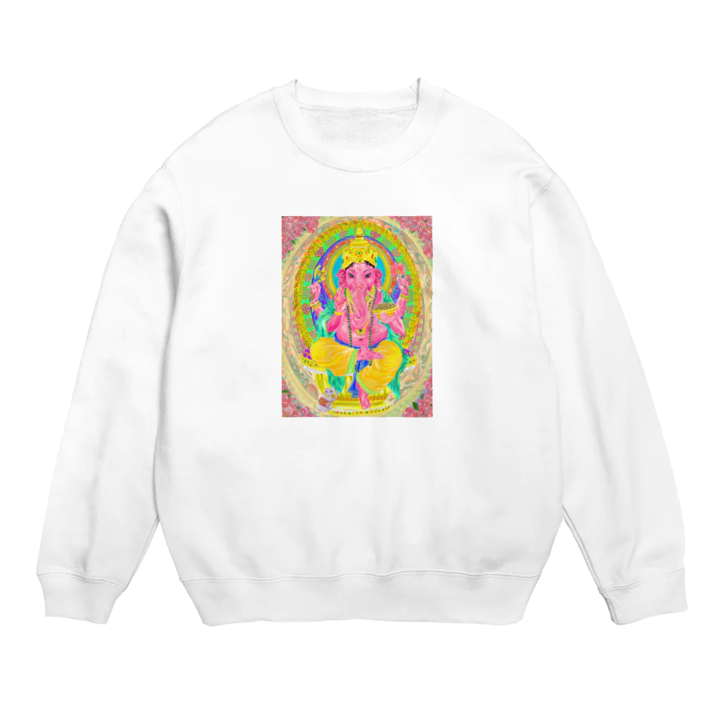 honhon180のピンクガネーシャ Crew Neck Sweatshirt